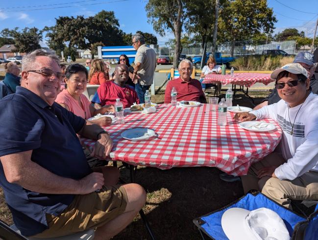Picnic group at table